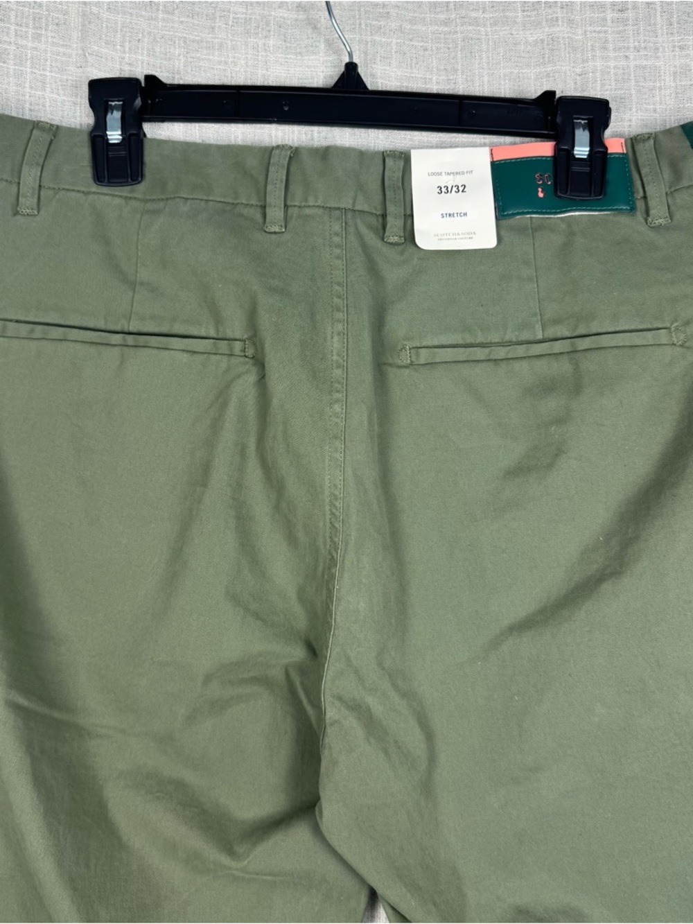 Scotch & Soda Olive Green Side Stripe Pants 33x32 Tailored Chino Trouser - Picture 6 of 9